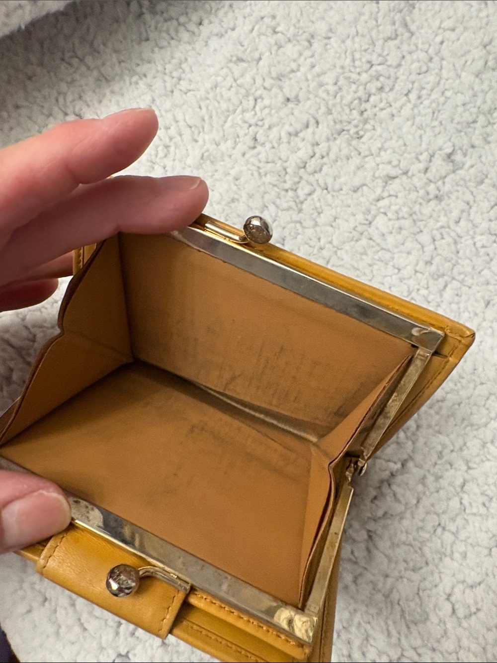 Vintage CELINE Macadam Triomphe Bifold Compact Wallet Yellow Mustard Leather - Picture 12 of 14